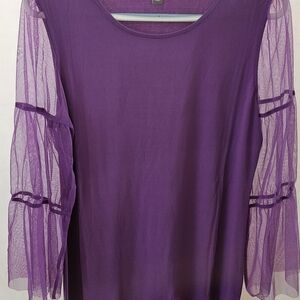 Kate & Mallory Purple Sheer Sleeve Blouse